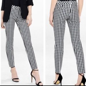 NWT Express Editor Knit Pants Black White Gingham